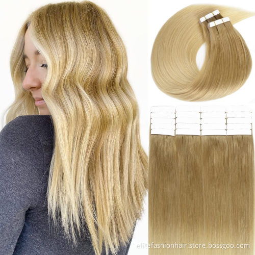 No shedding and tangle high quality double drawn Silky straight tape in hair tape in Hair extension tape weft hair